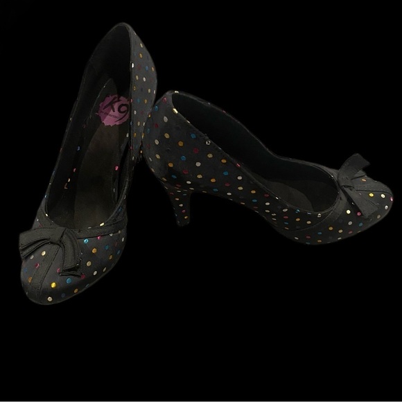 K9 by Rocket Dog Womens Size 8.5 M Black Slip On Polka Dots Heel Pumps - Picture 3 of 6